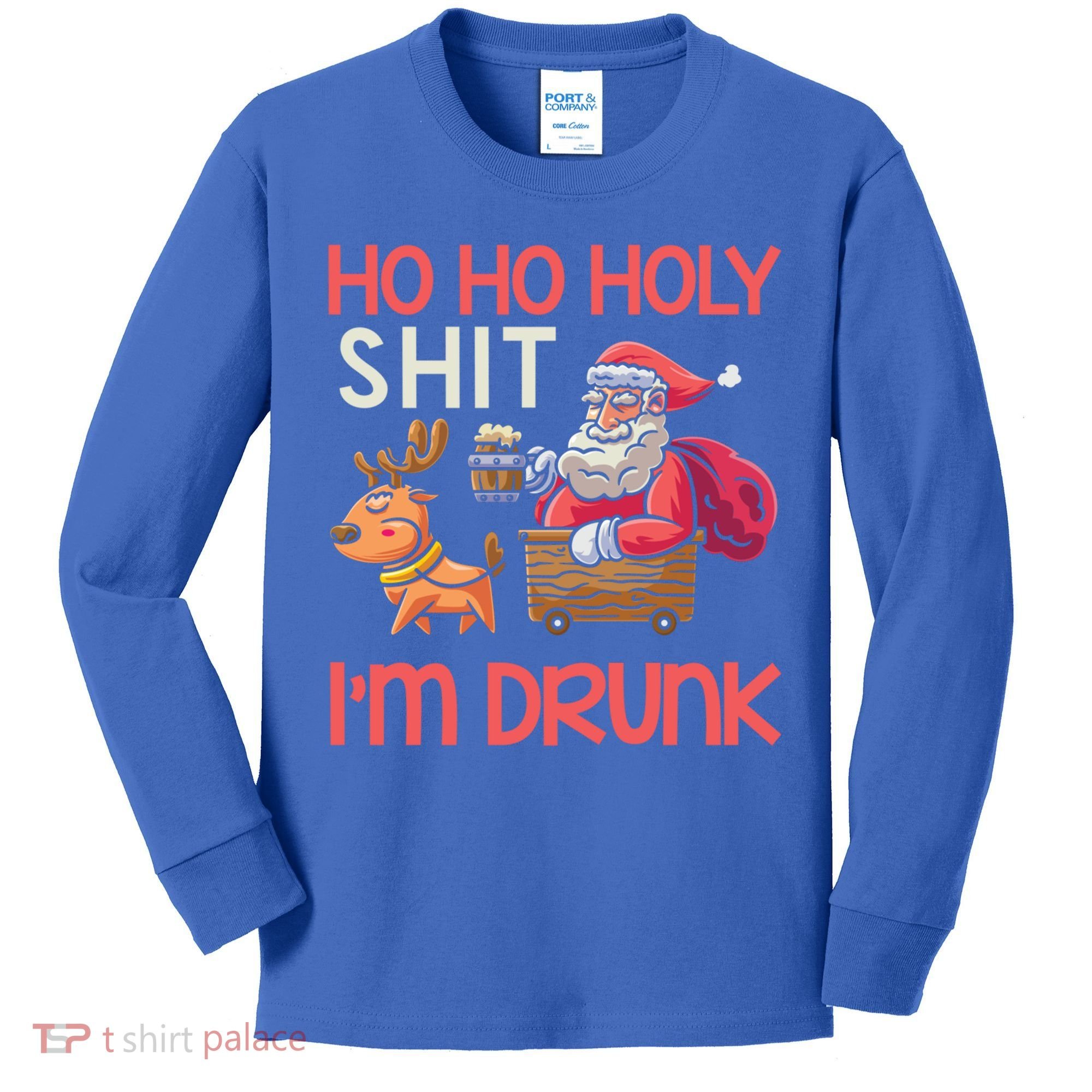 Ho Ho Holy Shit IM Drunk Funny Christmas Ing Cute Gift Kids Long Sleeve Shirt