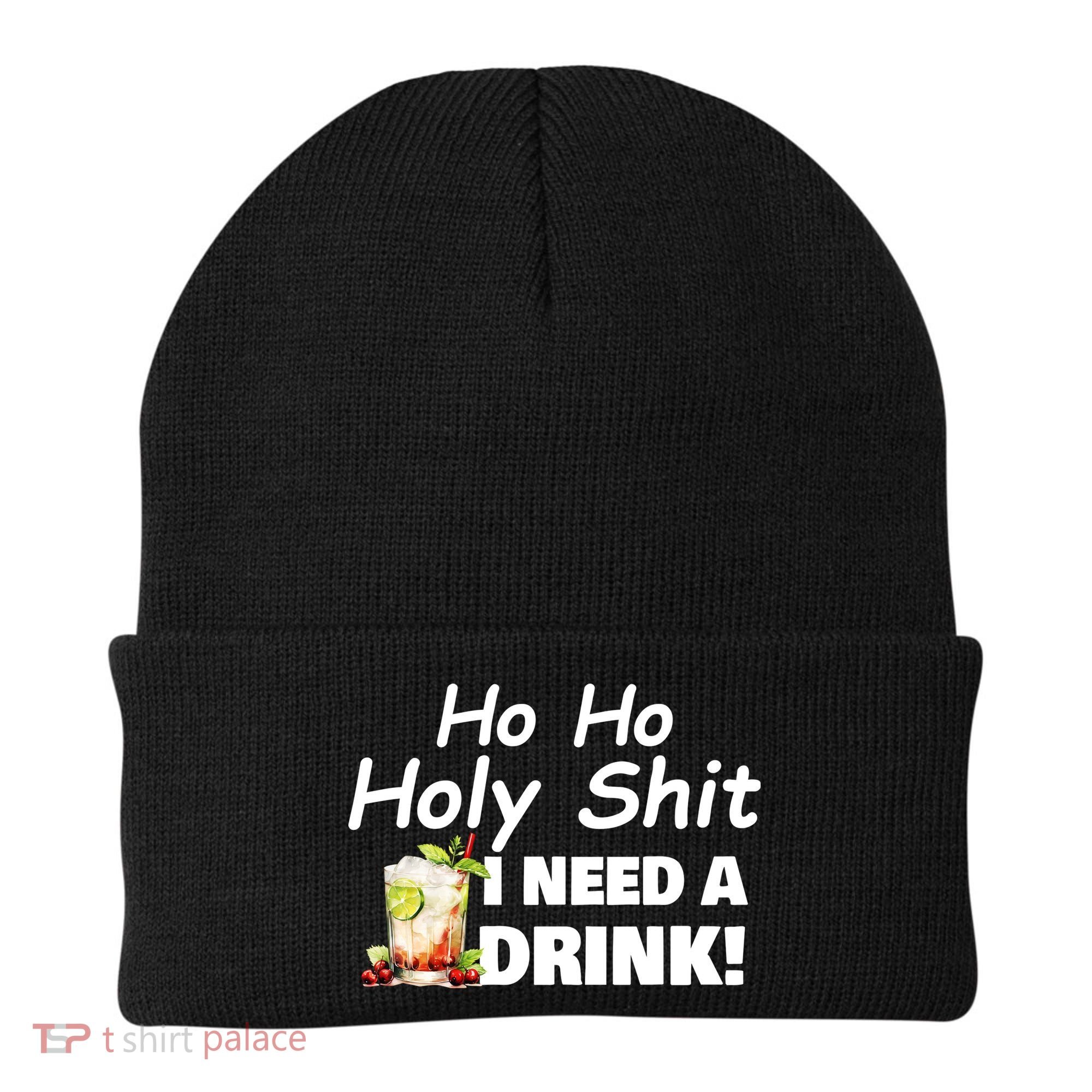 Ho Ho Holy I Need A Drink Funny Christmas Santa Claus Beanie