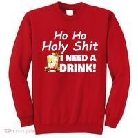 Ho Ho Holy I Need A Drink Funny Christmas Santa Claus Sweatshirt thumb 0