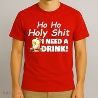 Ho Ho Holy I Need A Drink Funny Christmas Santa Claus T-Shirt thumb 3