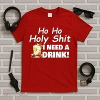 Ho Ho Holy I Need A Drink Funny Christmas Santa Claus T-Shirt thumb 5