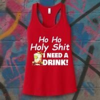 Ho Ho Holy I Need A Drink Funny Christmas Santa Claus Women's Tank Top thumb 3
