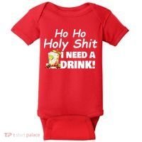 Ho Ho Holy I Need A Drink Funny Christmas Santa Claus Baby Bodysuit thumb 0