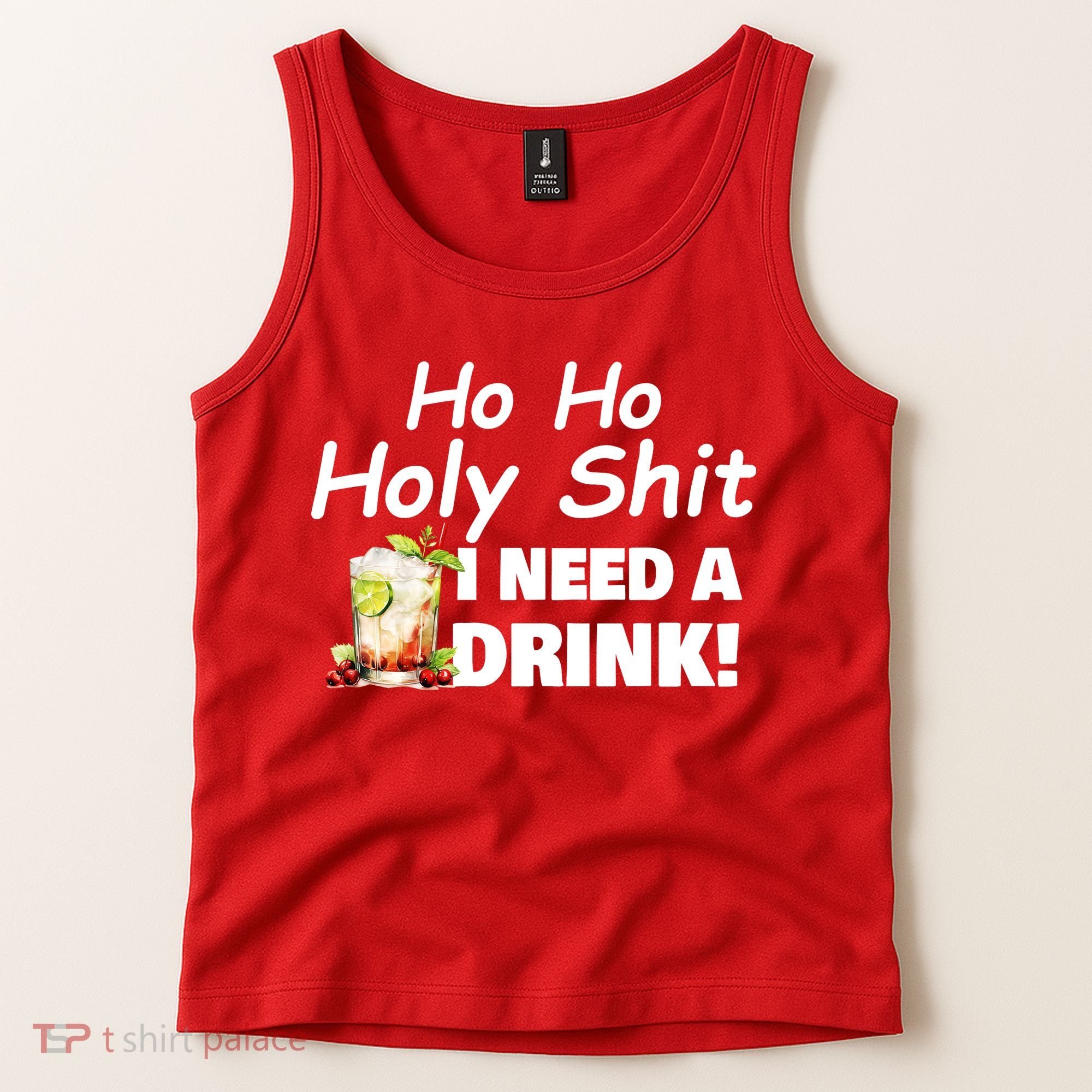Ho Ho Holy I Need A Drink Funny Christmas Santa Claus Tank Top
