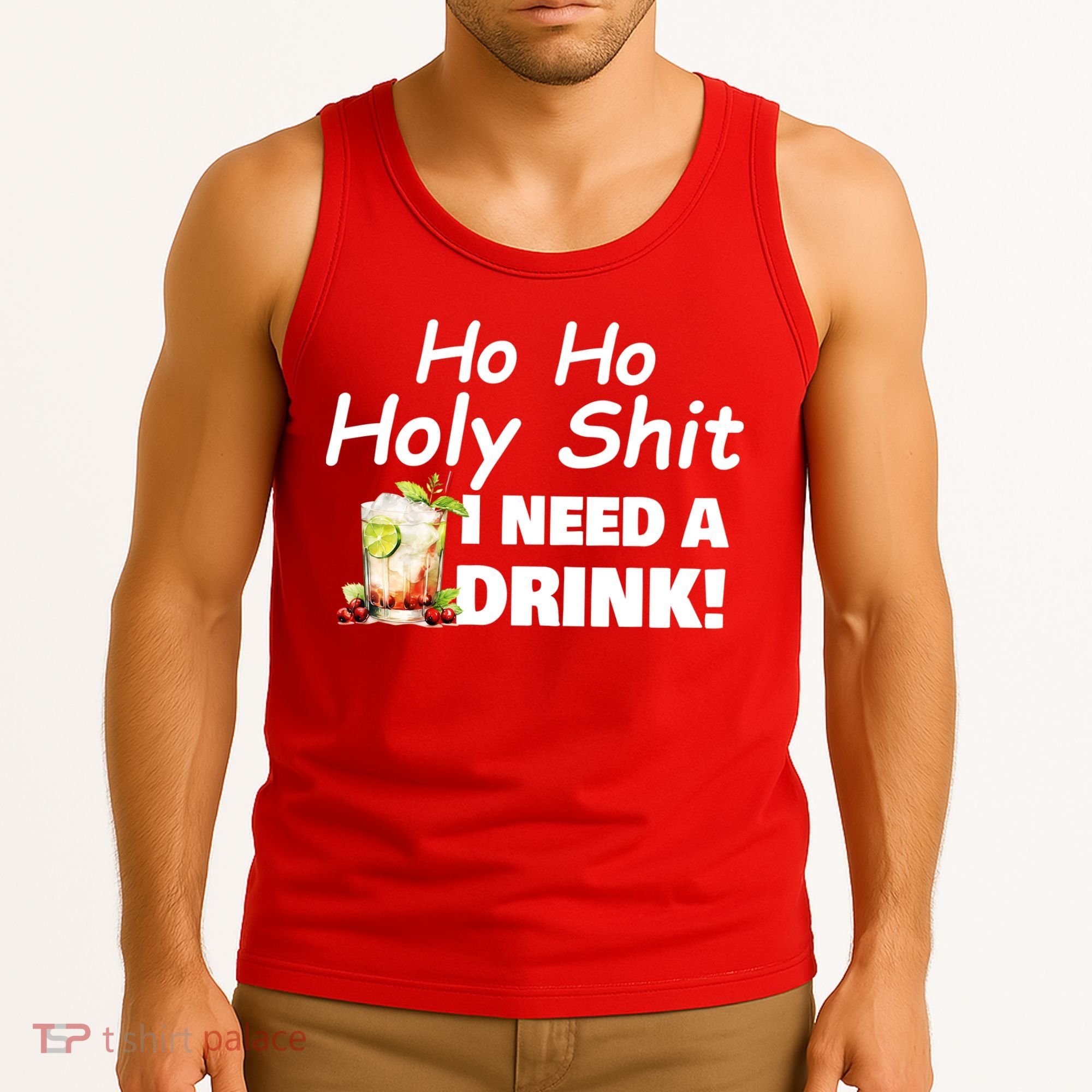 Ho Ho Holy I Need A Drink Funny Christmas Santa Claus Tank Top