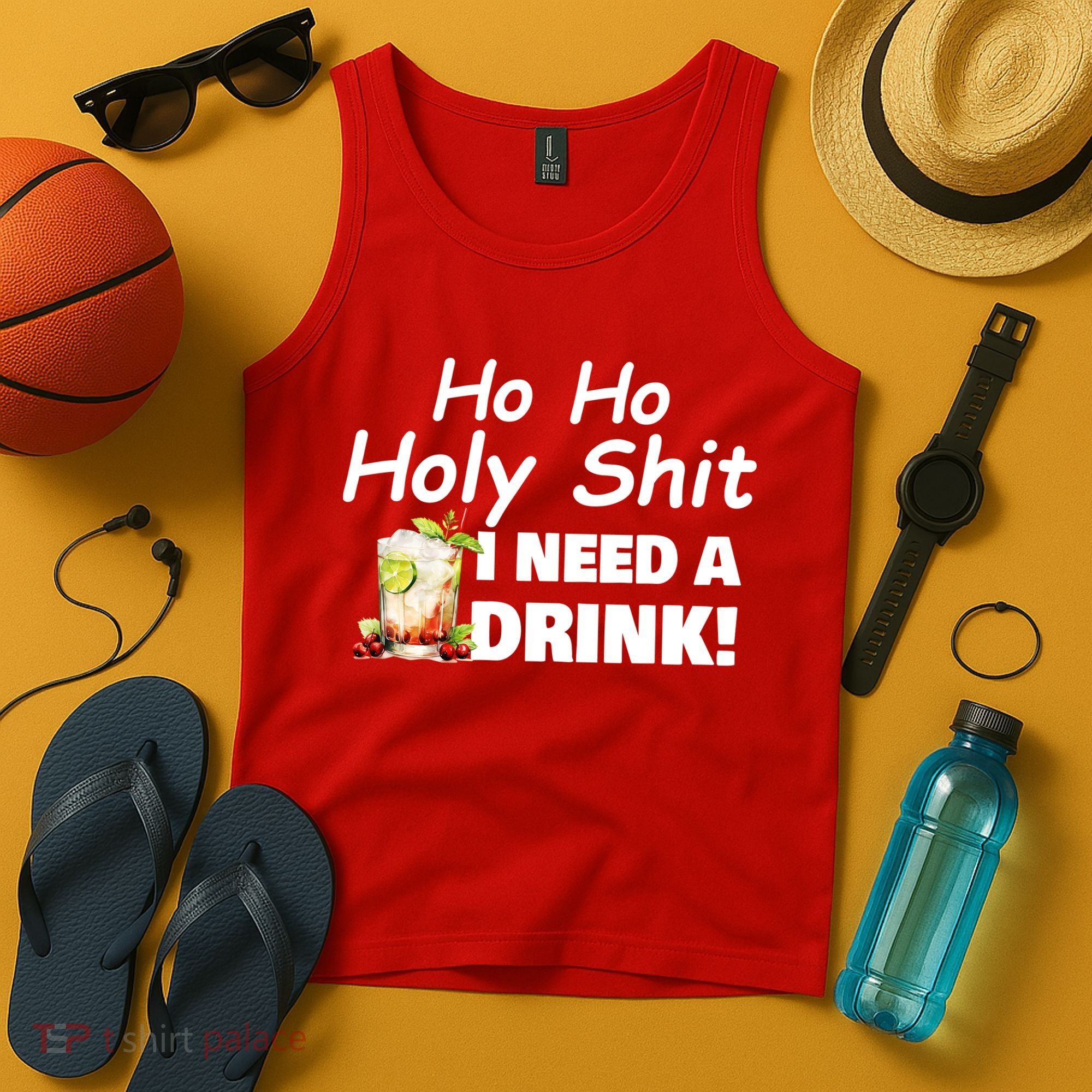 Ho Ho Holy I Need A Drink Funny Christmas Santa Claus Tank Top
