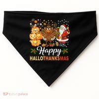 Happy Hallothanksmas Halloween Thanksgiving Christmas Funny USA-Made Doggie Bandana thumb 0