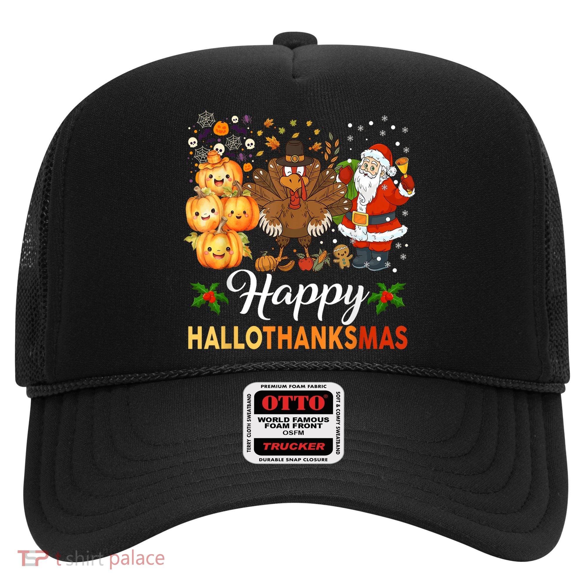 Happy Hallothanksmas Halloween Thanksgiving Christmas Funny Hat