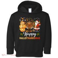 Happy Hallothanksmas Halloween Thanksgiving Christmas Funny Toddler Hoodie thumb 0