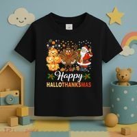 Happy Hallothanksmas Halloween Thanksgiving Christmas Funny Toddler T-Shirt thumb 3