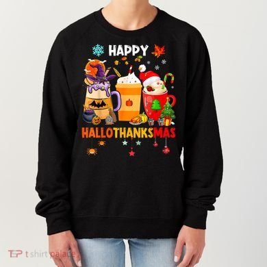 Happy Hallothanksmas Halloween Coffee Latte Thanksgiving Women's Sweatshirt
