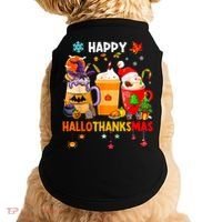 Happy Hallothanksmas Halloween Coffee Latte Thanksgiving Doggie Tank thumb 0