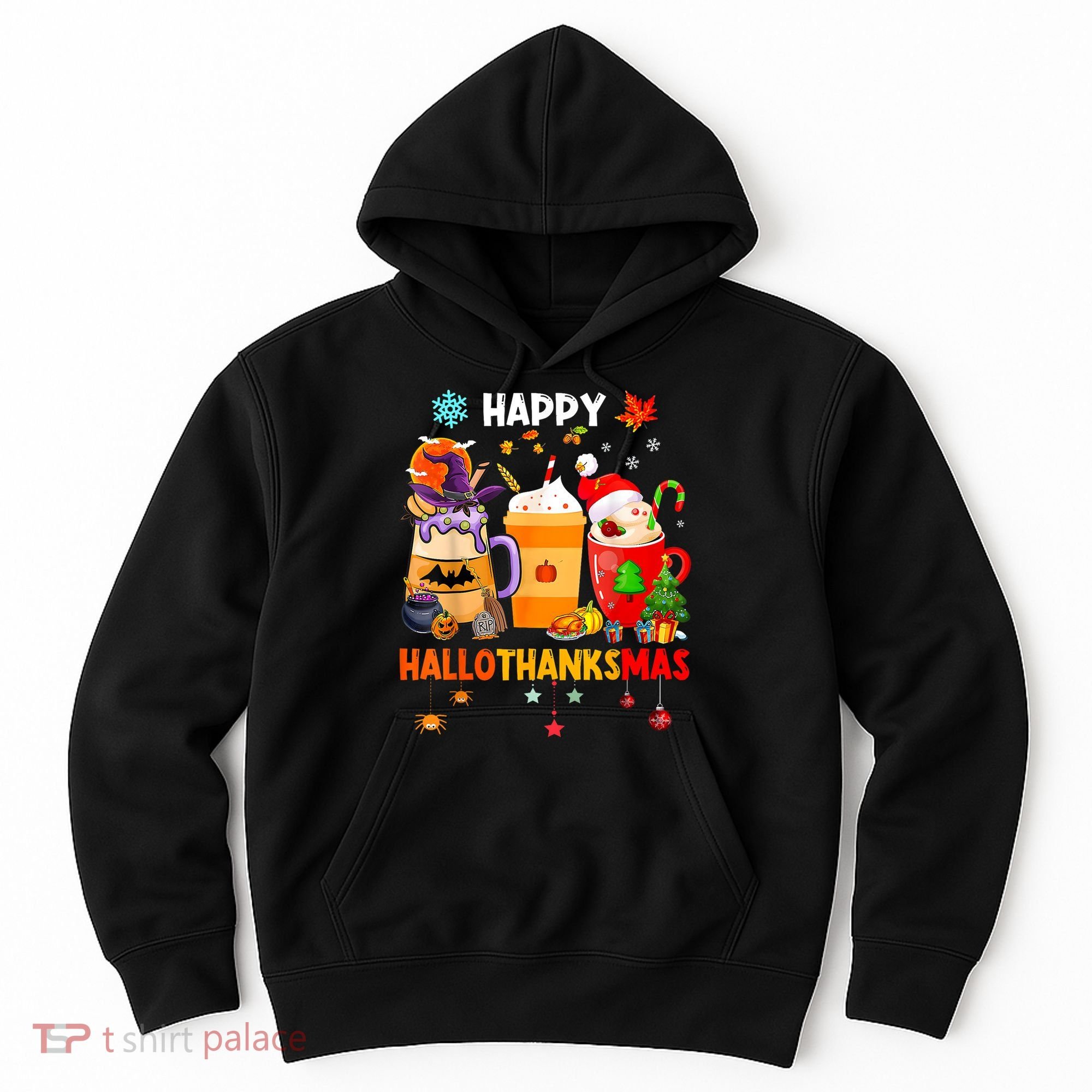 Happy Hallothanksmas Halloween Coffee Latte Thanksgiving Hoodie