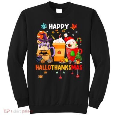 Happy Hallothanksmas Halloween Coffee Latte Thanksgiving Sweatshirt