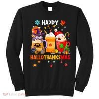 Happy Hallothanksmas Halloween Coffee Latte Thanksgiving Sweatshirt thumb 0