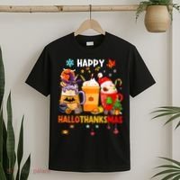 Happy Hallothanksmas Halloween Coffee Latte Thanksgiving T-Shirt thumb 2