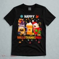 Happy Hallothanksmas Halloween Coffee Latte Thanksgiving T-Shirt thumb 5