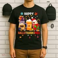 Happy Hallothanksmas Halloween Coffee Latte Thanksgiving T-Shirt thumb 6