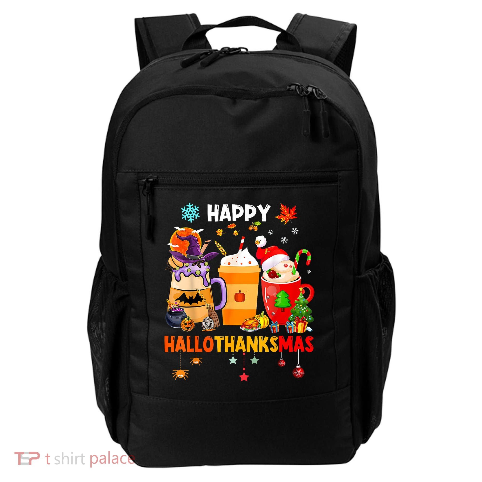 Happy Hallothanksmas Halloween Coffee Latte Thanksgiving Backpack