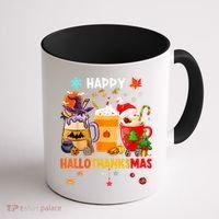 Happy Hallothanksmas Halloween Coffee Latte Thanksgiving Coffee Mug thumb 1