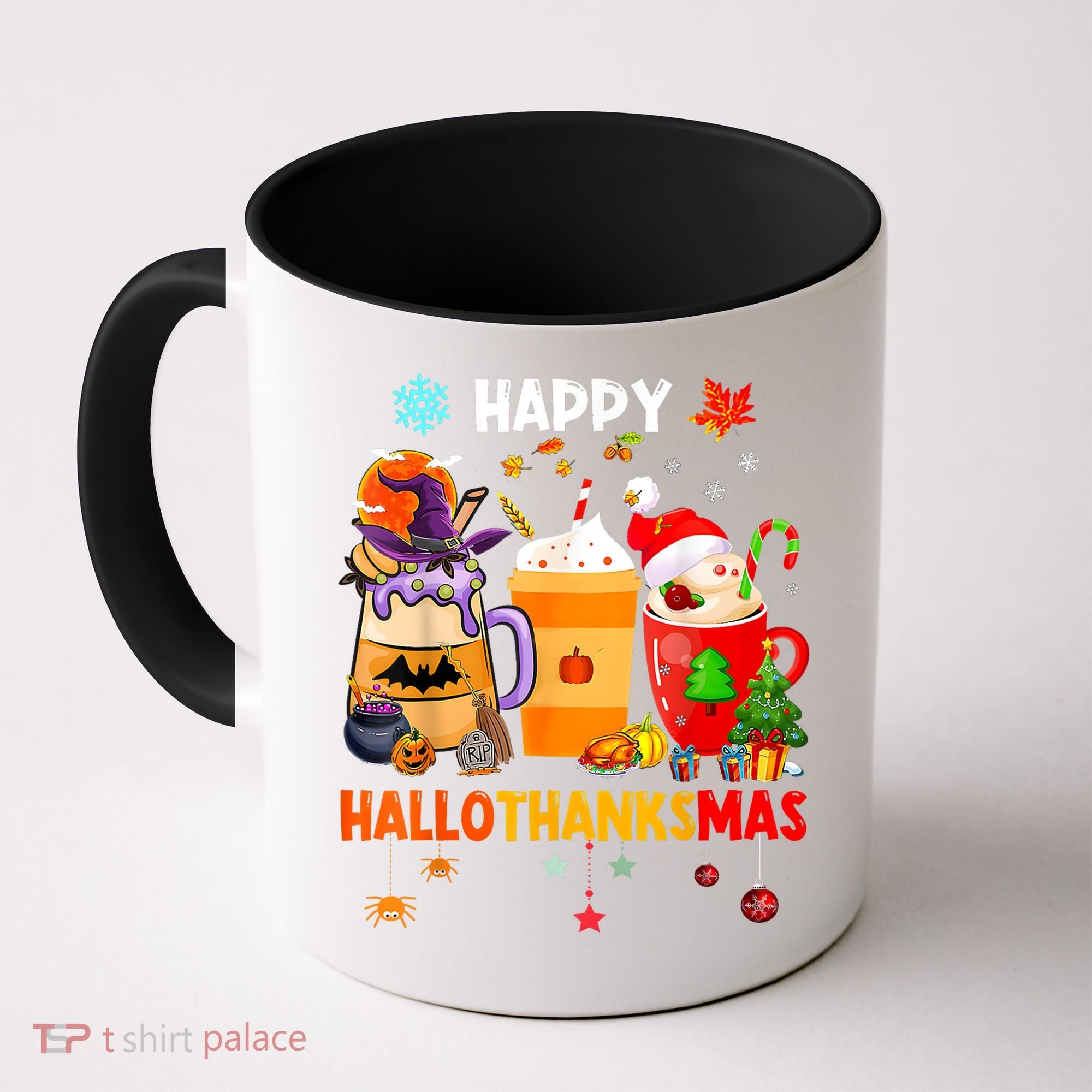Happy Hallothanksmas Halloween Coffee Latte Thanksgiving Coffee Mug