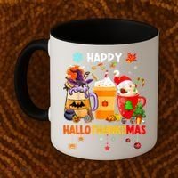 Happy Hallothanksmas Halloween Coffee Latte Thanksgiving Coffee Mug thumb 2