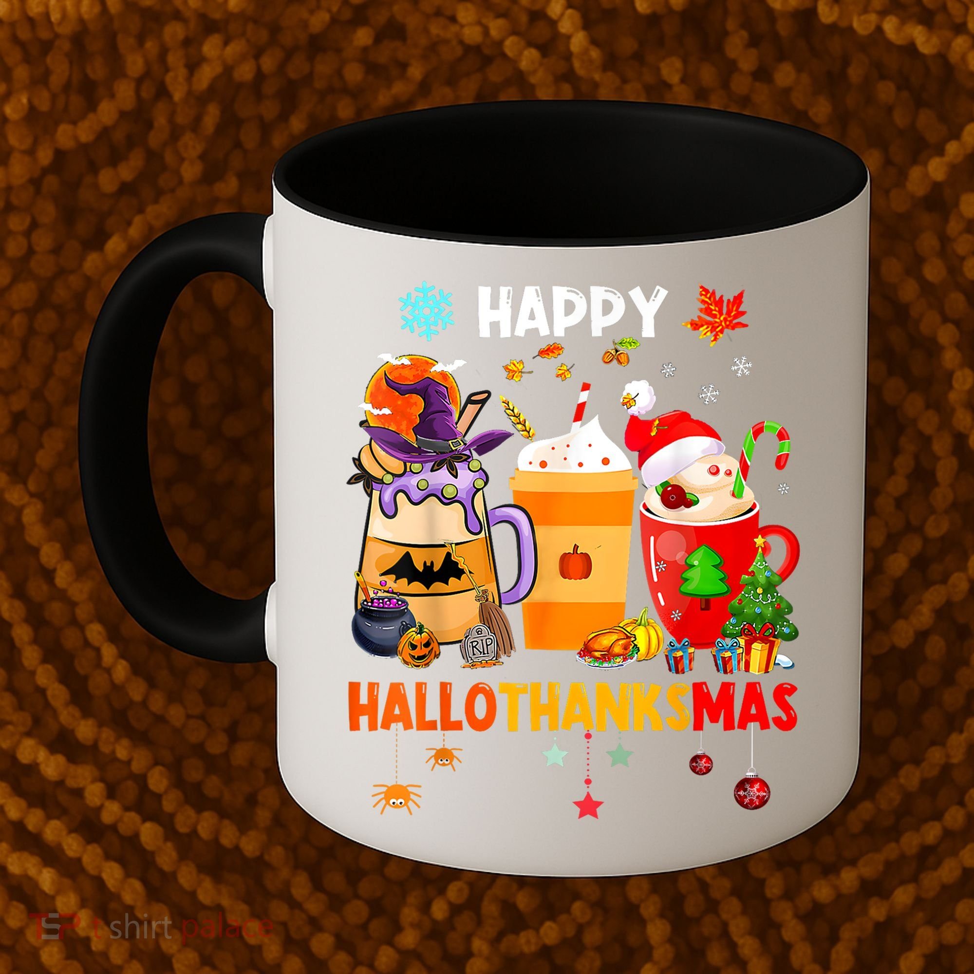 Happy Hallothanksmas Halloween Coffee Latte Thanksgiving Coffee Mug