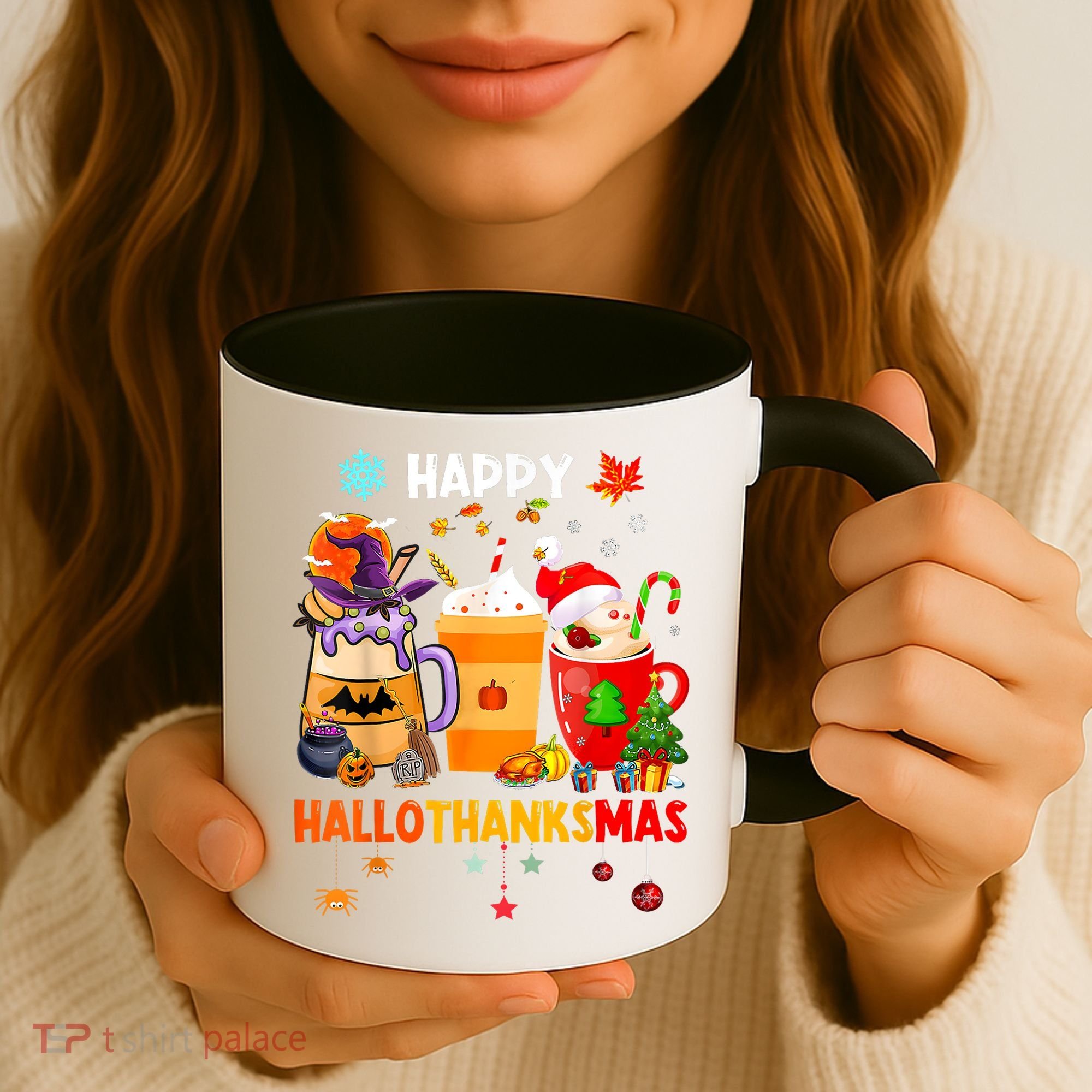 Happy Hallothanksmas Halloween Coffee Latte Thanksgiving Coffee Mug