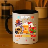 Happy Hallothanksmas Halloween Coffee Latte Thanksgiving Coffee Mug thumb 4