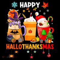 Happy Hallothanksmas Halloween Coffee Latte Thanksgiving Coffee Mug thumb 5