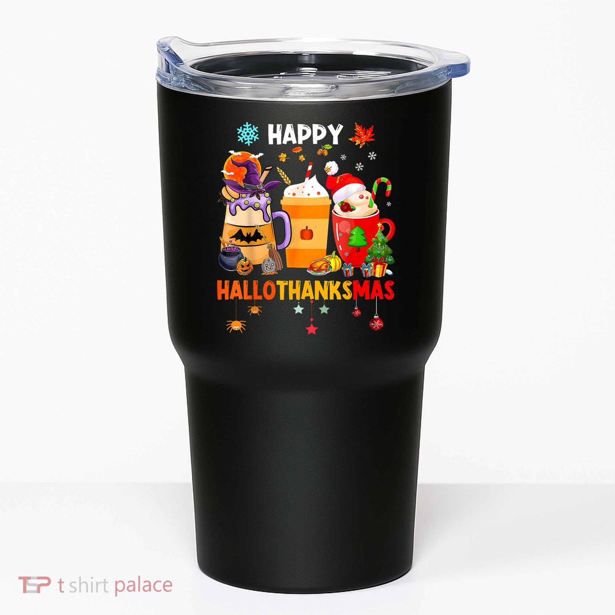 Happy Hallothanksmas Halloween Coffee Latte Thanksgiving Tumbler
