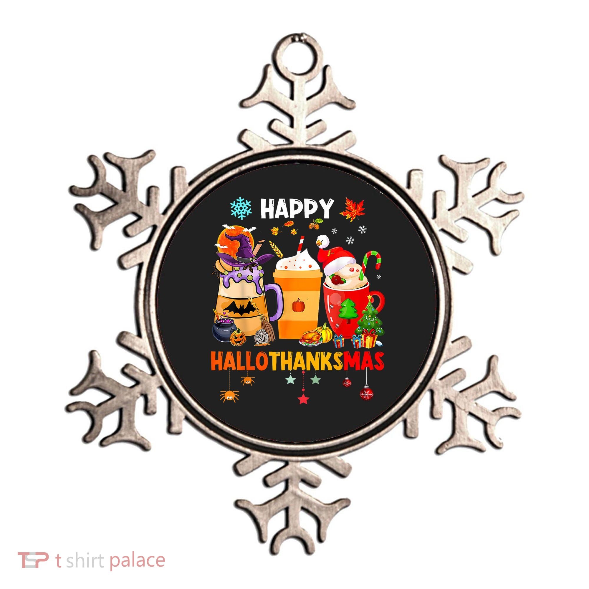 Happy Hallothanksmas Halloween Coffee Latte Thanksgiving Ornament
