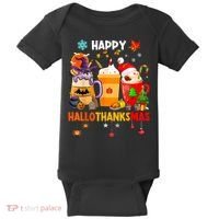 Happy Hallothanksmas Halloween Coffee Latte Thanksgiving Baby Bodysuit thumb 0