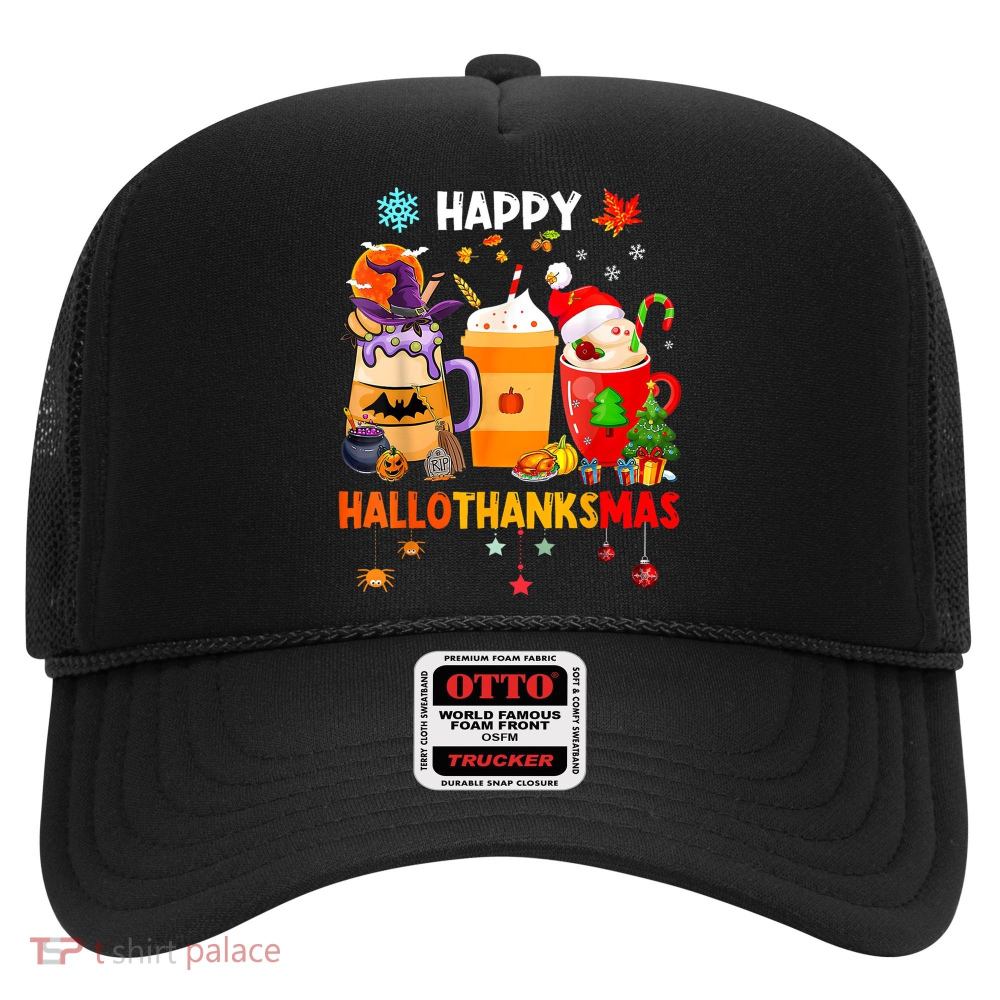 Happy Hallothanksmas Halloween Coffee Latte Thanksgiving Hat