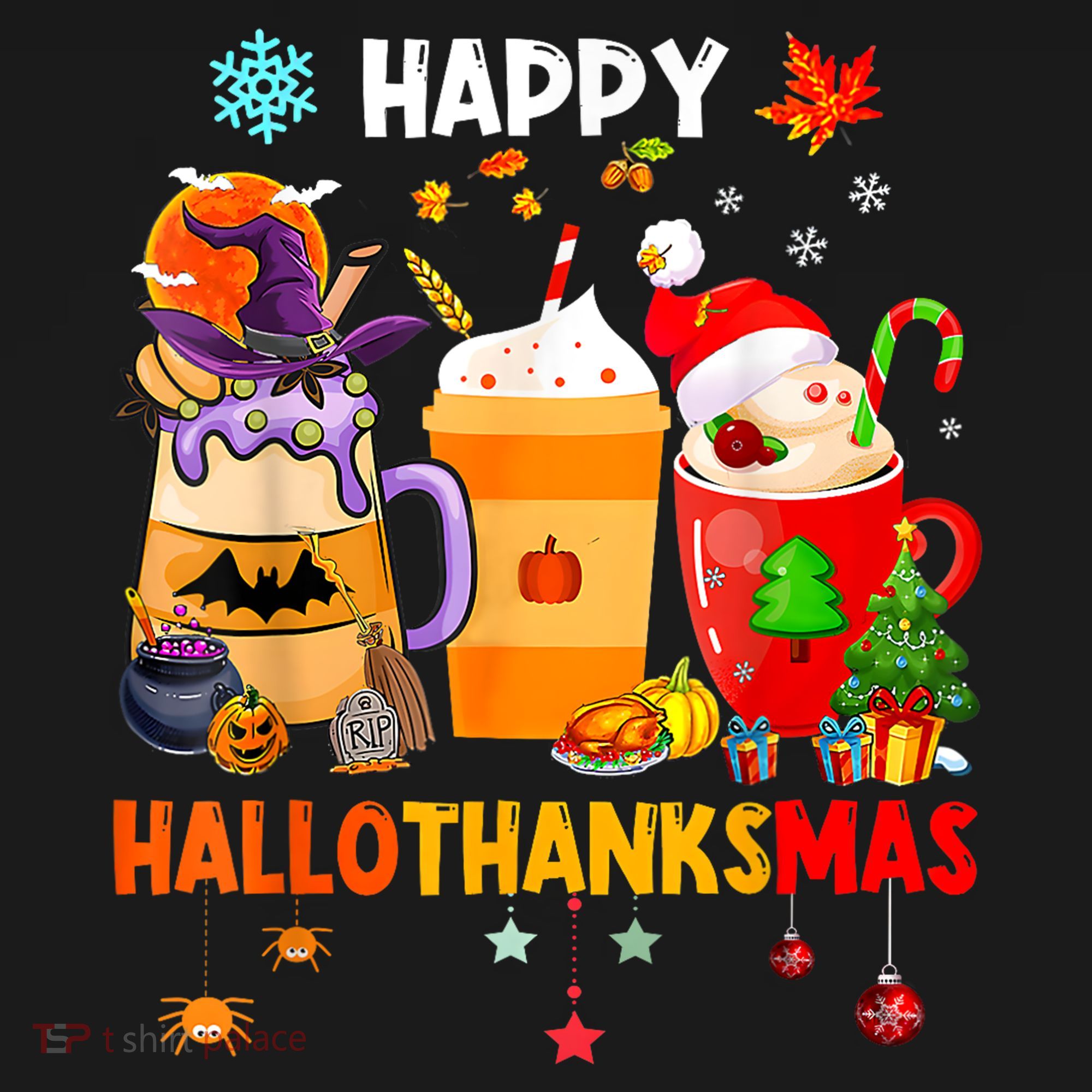 Happy Hallothanksmas Halloween Coffee Latte Thanksgiving Toddler Hoodie
