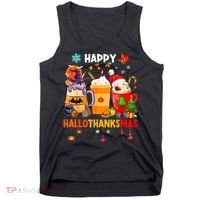 Happy Hallothanksmas Halloween Coffee Latte Thanksgiving Tank Top thumb 0