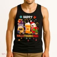 Happy Hallothanksmas Halloween Coffee Latte Thanksgiving Tank Top thumb 3