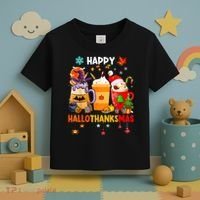 Happy Hallothanksmas Halloween Coffee Latte Thanksgiving Toddler T-Shirt thumb 3