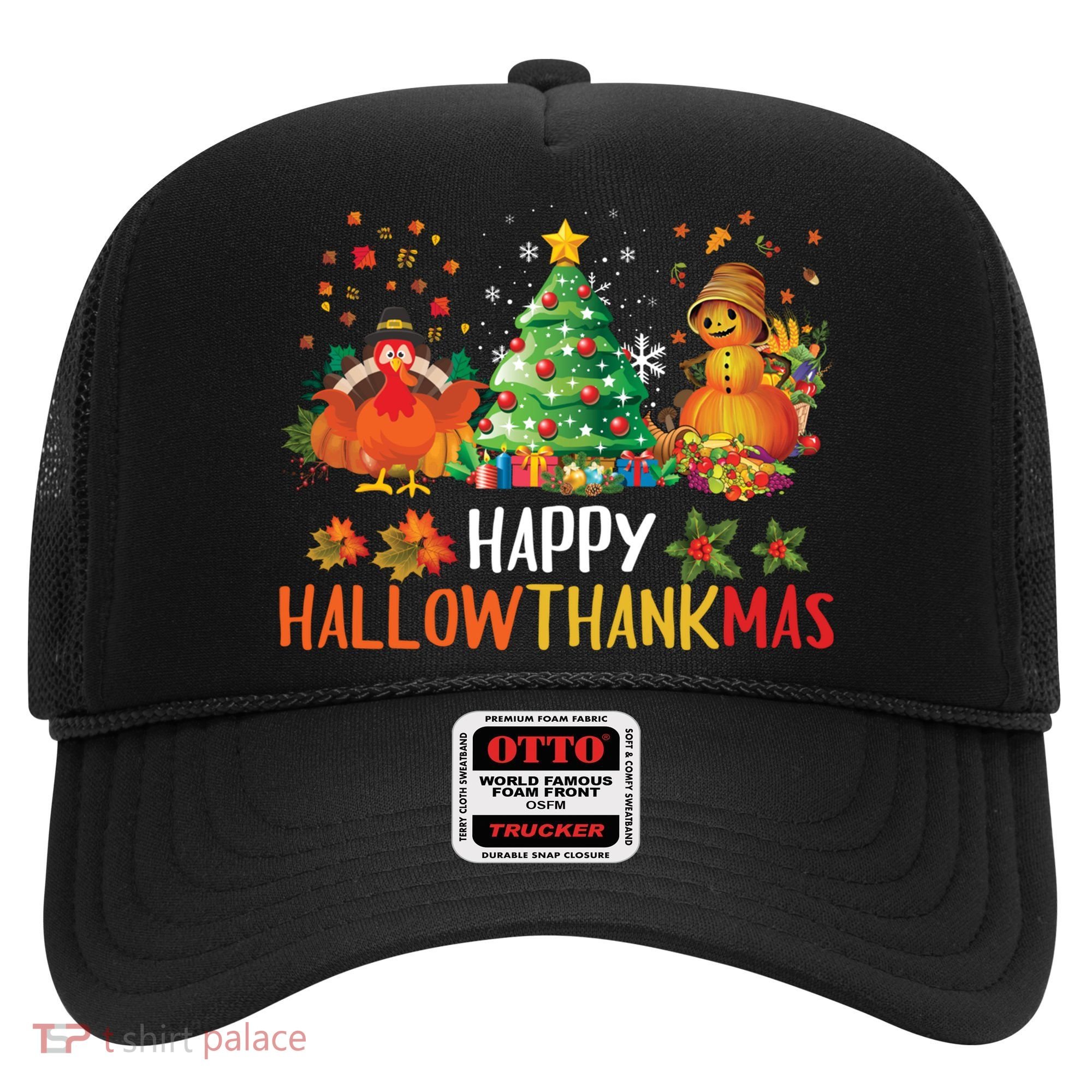 Happy Hallothanksmas Halloween Thanksgiving Merry Christmas Gift Hat