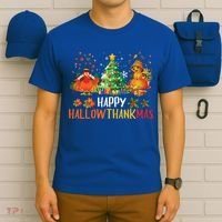 Happy Hallothanksmas Halloween Thanksgiving Merry Christmas Gift T-Shirt thumb 6