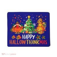 Happy Hallothanksmas Halloween Thanksgiving Merry Christmas Gift Mousepad thumb 0