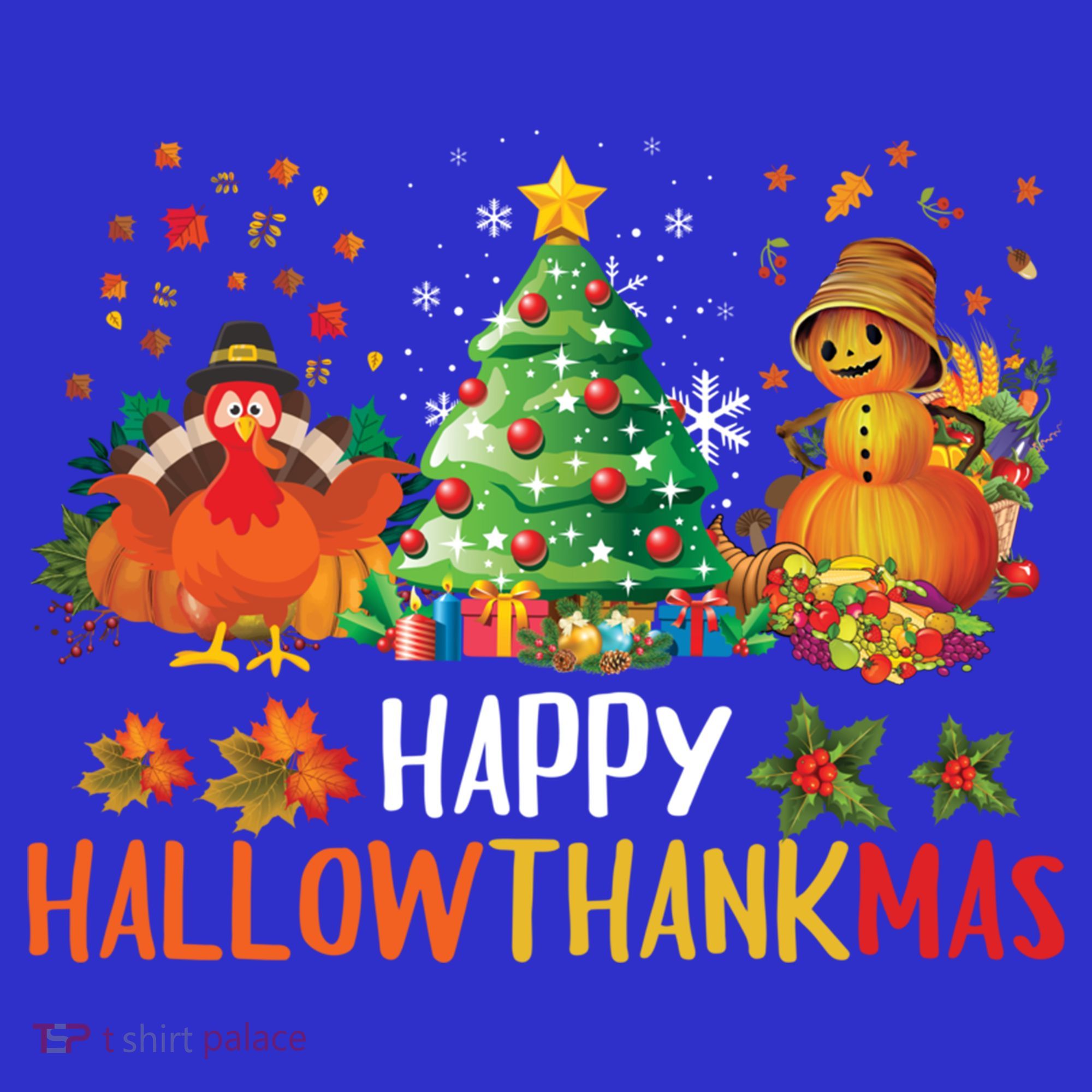 Happy Hallothanksmas Halloween Thanksgiving Merry Christmas Gift Baby Bodysuit