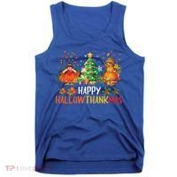 Happy Hallothanksmas Halloween Thanksgiving Merry Christmas Gift Tank Top thumb 0
