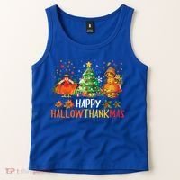 Happy Hallothanksmas Halloween Thanksgiving Merry Christmas Gift Tank Top thumb 2