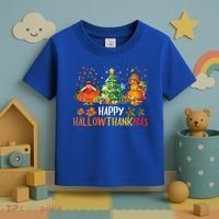Happy Hallothanksmas Halloween Thanksgiving Merry Christmas Gift Toddler T-Shirt thumb 3