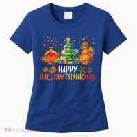 Happy Hallothanksmas Halloween Thanksgiving Merry Christmas Gift Women's T-Shirt thumb 0
