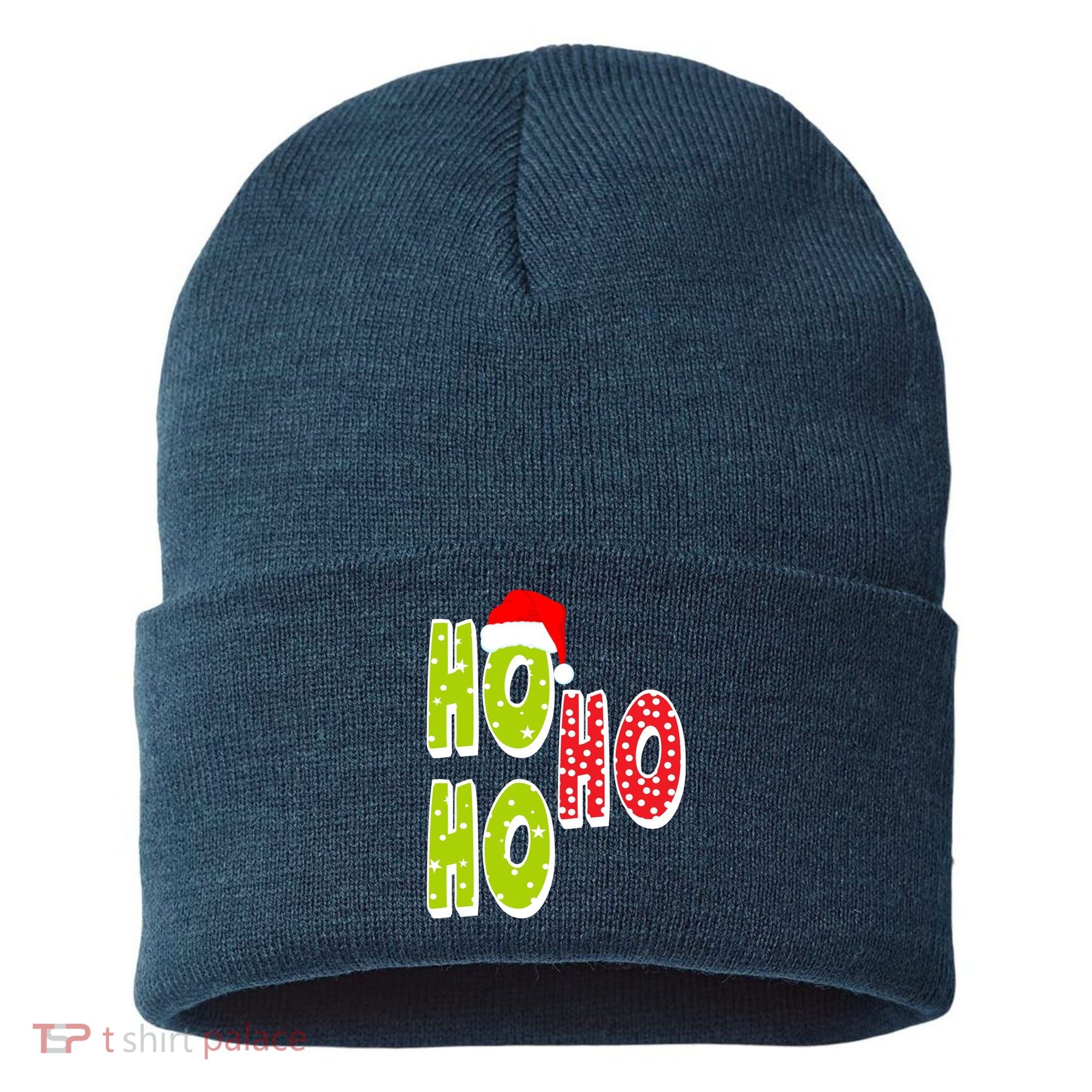 Ho Ho Ho Merry Christmas Festive Sustainable Knit Beanie