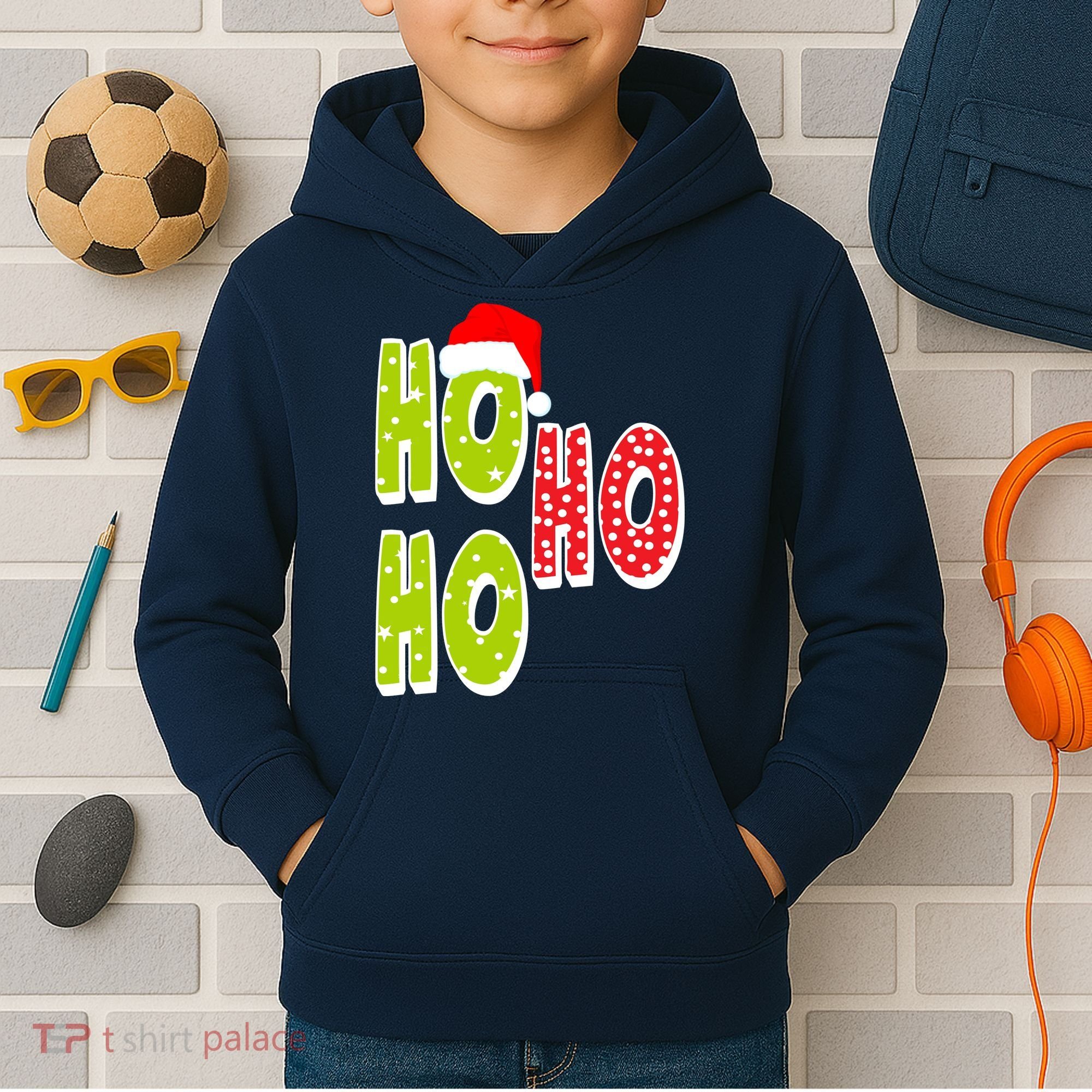 Ho Ho Ho Merry Christmas Festive Kids Hoodie