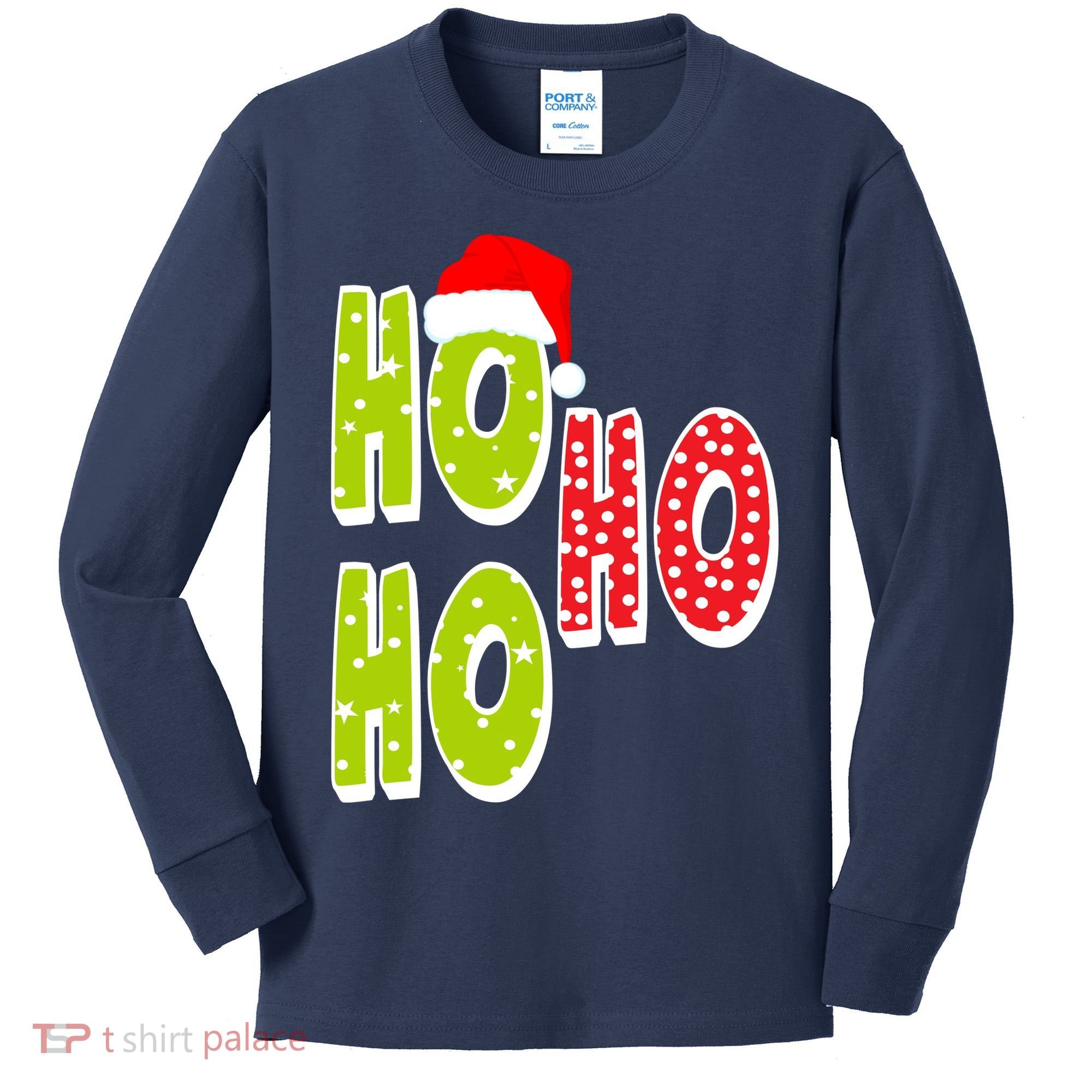 Ho Ho Ho Merry Christmas Festive Kids Long Sleeve Shirt