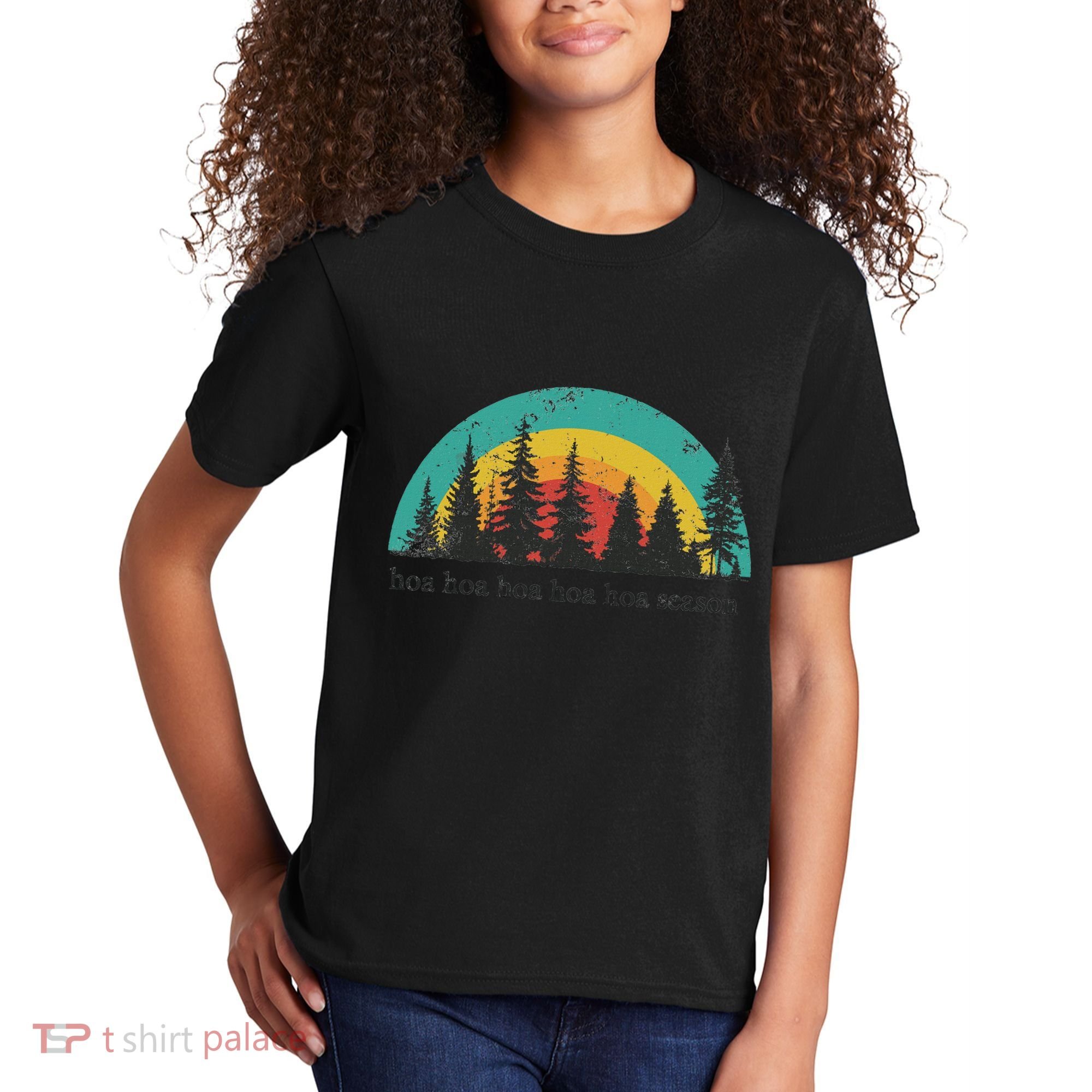 Hoa Hoa Hoa Hoa Hoa Cozy Season Twilight Lover Pine Forest Kids T-Shirt